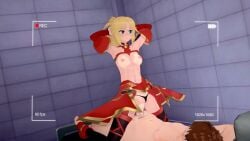  1boy 1girls 3d abs ahe_gao animated armor blowjob_gesture blush cum cum_in_pussy cum_inside eyes_rolling_back faceless_male fate/grand_order fate_(series) hands_behind_head koikatsu mordred_(fate) mordredfans no_sound open_mouth panties_aside partially_clothed peace_sign riding riding_penis sex smile sound_request tagme tan_markings tan_skin video 