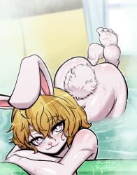  bathtub blonde_hair bunny_ears carrot_(one_piece) looking_at_viewer one_piece red_eyes wet 