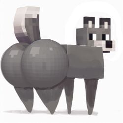  ai_assisted ai_generated ambiguous_gender big_ass edited edited_image gray_wolf minecraft shiny_ass wolf_(minecraft) 